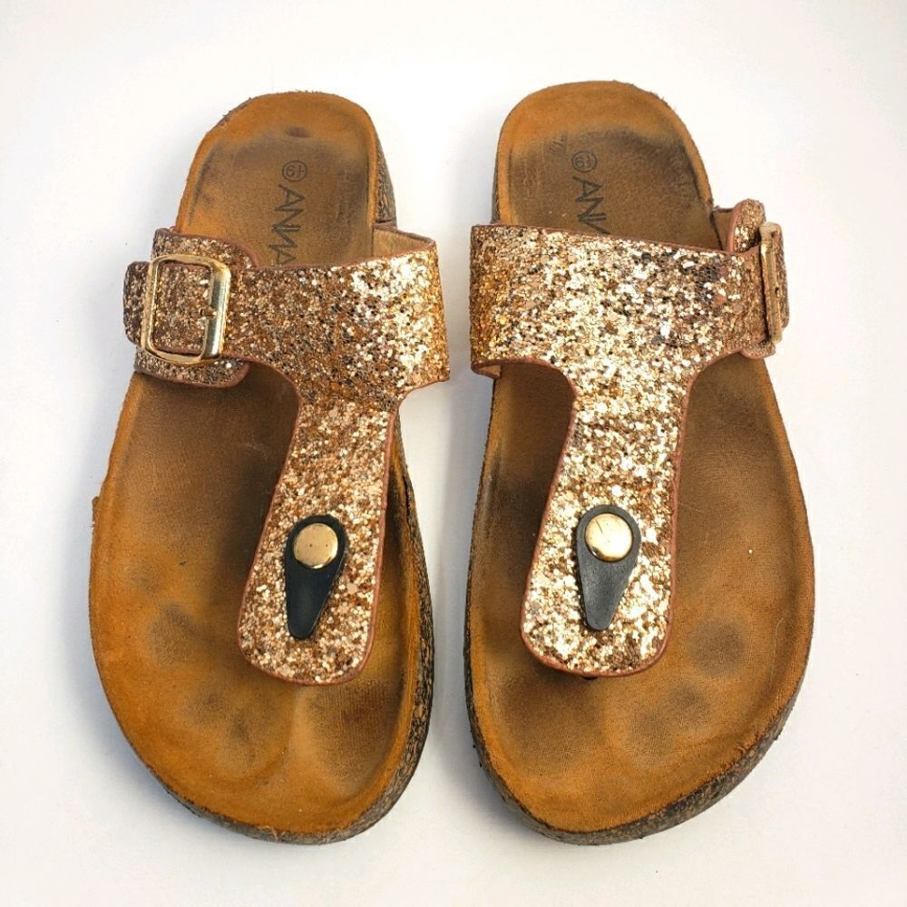 Anna cork Sandals 6 glitter Flip Flop style